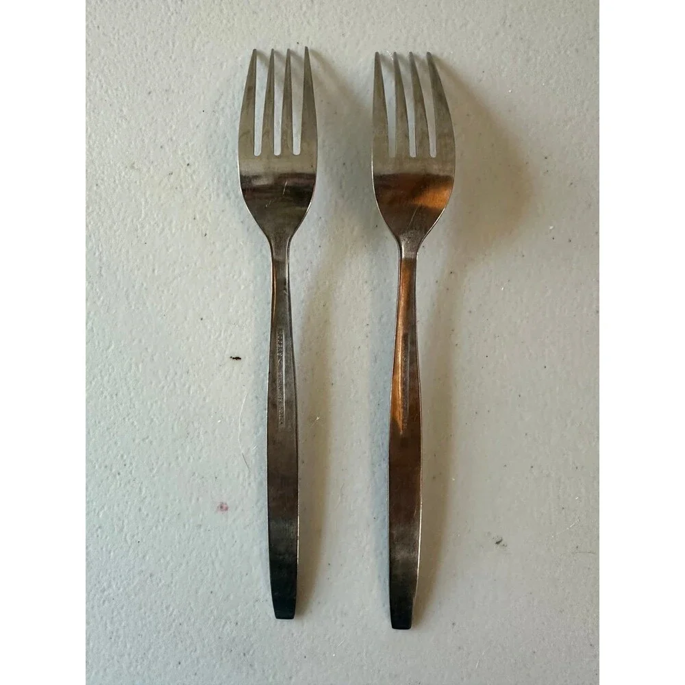 2 Vintage Rogers Co La Spana By Stanley Roberts Floral Stainless Dinner Forks